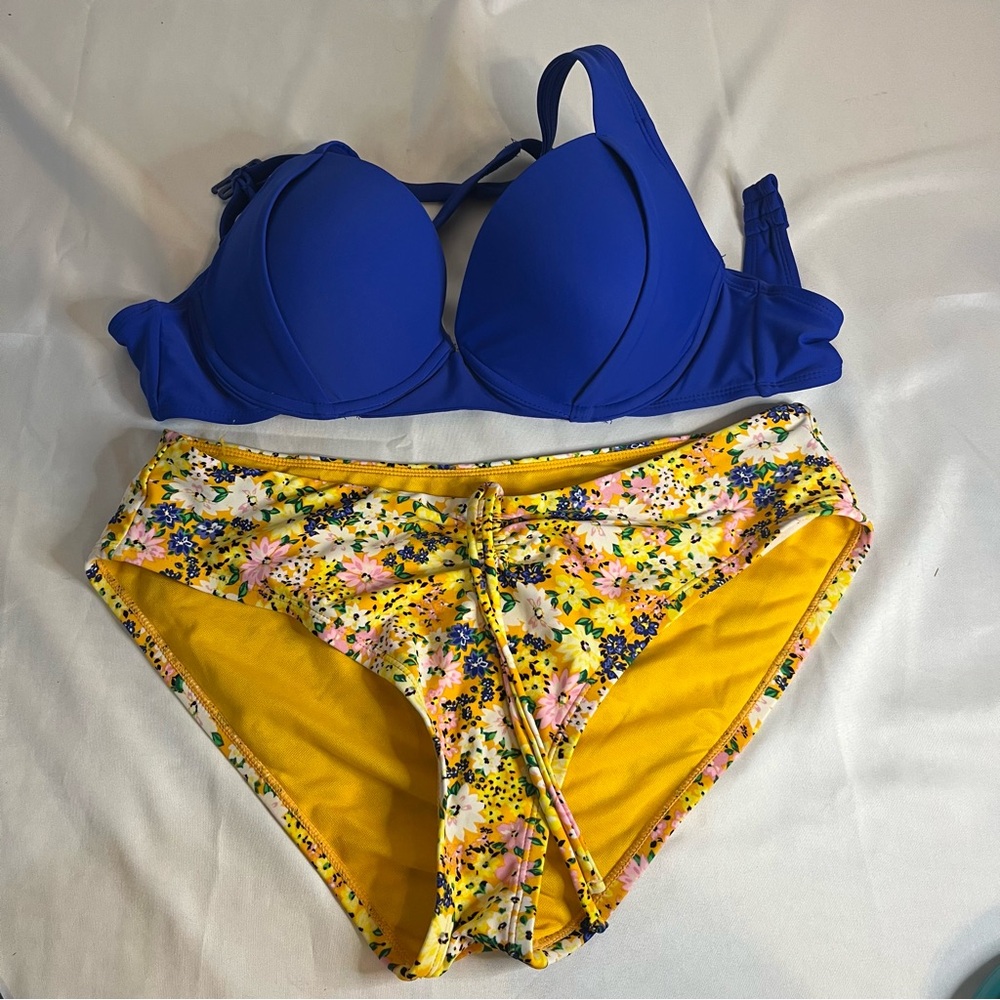 Time and Tru Blue Bikini Top